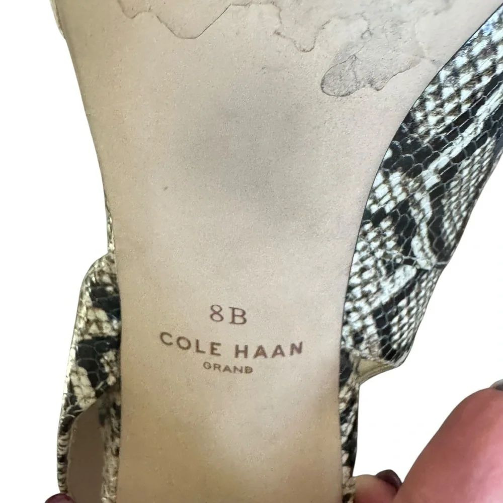 Cole Haan - Vania Half D'Orsay Snakeskin Leather Slingback Sz 8